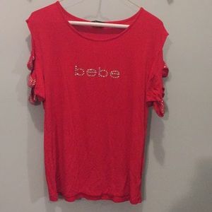 bebe BLOUSE WITH RHINESTONE SLEEVES SIZE XL